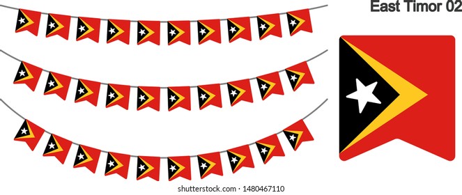 East Timor Bunting Flags Isolated on white Background. vector illustration.