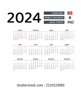 East Timor Calendar 2024 Week Starts Stock Vector Royalty Free   East Timor Calendar 2024 Week 260nw 2110123085 