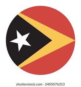 East Timor circle flag. Button flag icon. Standard color. Circle icon flag. Computer illustration. Digital illustration. Vector illustration.