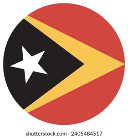 East Timor circle flag. Button flag icon. Standard color. Circle icon flag. Computer illustration. Digital illustration. Vector illustration.