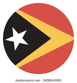 Bandera del círculo de Timor Oriental. Icono de indicador de botón. Color estándar. Indicador de icono de círculo. Ilustración del equipo. Ilustración digital. Ilustración vectorial.