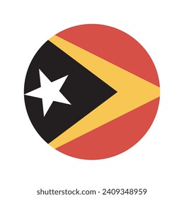East Timor circle flag. Button flag icon. Standard color. Circle icon flag. Computer illustration. Digital illustration. Vector illustration.