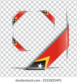 East Timor corner national flag with shadow
