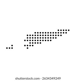 East Timor country dotted map. Black spot pixel illustration isolated on white background. Vector circle mosaic.