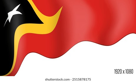 East Timor country flag realistic independence day background. East Timor commonwealth banner in motion waving, fluttering in wind. Festive patriotic HD format template for independence day