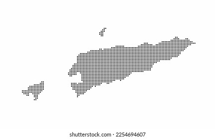 Ost-Timor-Karte mit Grunge-Textur in Punktstil. Abstrakte Vektorgrafik einer Landkarte mit Halbfone-Effekt für Infografik. 