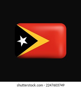 East Timor Flag 3D Icon. National Flag of East Timor. Vector illustration