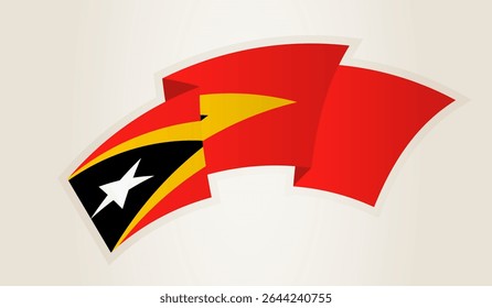 Bandeira do Timor Leste em forma de fita abstrata, símbolo nacional do Timor Leste. Este vetor é ideal para uso em eventos nacionais, Dia da Independência, competições desportivas internacionais.