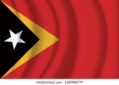 East Timor flag background with cloth texture. East Timor Flag vector illustration.
