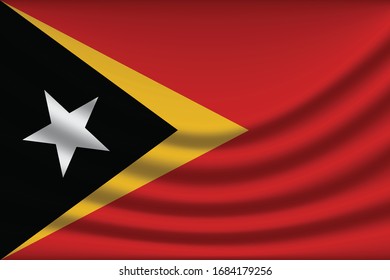 East Timor flag background with cloth texture. East Timor Flag vector illustration eps10. - Vector