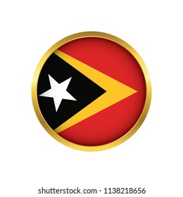 East Timor flag button, Golden on a white background,flag of East Timor Round badge or icon isolated. Vector illustration.
