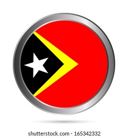 East Timor flag button on a white background. Vector illustration.
