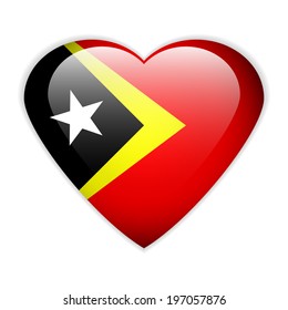 East Timor flag button on a white background. Vector illustration.