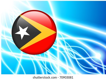 East Timor Flag Button on Abstract Light Background Original Illustration