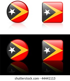 east timor Flag Buttons on White and Black Background Original Vector Illustration AI8 Compatible