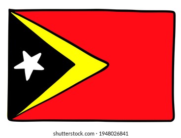 Bandera de Timor Oriental Dibujo a mano de perro simple ilustración vectorial 