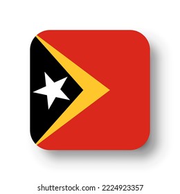 East Timor flag - flat vector square with rounded corners and dropped shadow.