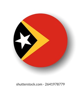 East Timor flag - flat vector circle icon or badge with dropped shadow.
