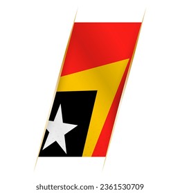 East Timor flag in the form of a banner with waving effect and shadow. Modern vector design.