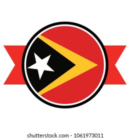 East Timor flag in glossy round button of icon. flag logo of East Timor emblem isolated on white background, East Timor national concept sign, Vector illustration.