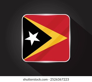 Ilustración de icono cuadrado brillante de la bandera de Timor Oriental 