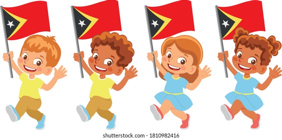 East Timor flag in hand set