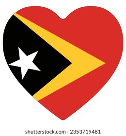 East Timor flag heart shape. Flag of East Timor heart shape