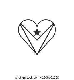 East Timor flag icon in a heart shape in black outline flat design. Independence day or National day holiday concept.