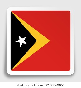 EAST TIMOR flag icon on paper square sticker with shadow. Button for mobile application or web. Vector