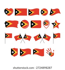Osttimor-Flaggensymbol, Vektor, einzeln auf weißem Hintergrund. Grafikdesign-Element der Flagge Timor-Lestes. Flagge der Symbolsammlung von Osttimor. Satz von Osttimor-Flaggensymbolen im flachen Stil