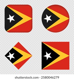 East Timor Flag Icons Pack. Vector illustration.