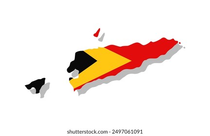 East Timor - Flag inscribed in the contour of the country. Vector illustration.