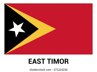 East Timor flag isolated vector in official colors and Proportion Correctly. country's name label in bottom