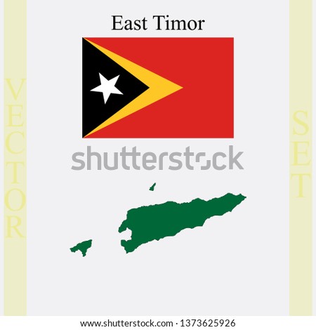 East Timor flag and map, abstract vector art illustration