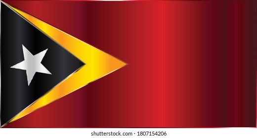 East Timor flag with metal gradient effect