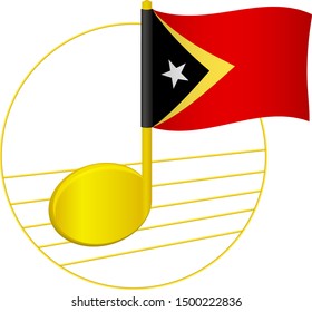 East Timor flag and musical note. Music background. National flag of East Timor and music festival concept vector illustration