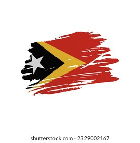 East Timor flag - nation vector country flag trextured in grunge scratchy brush stroke.