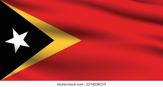 East Timor flag official colors and proportion digital vector illustration. Pleated flag.