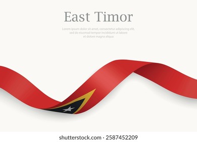 East Timor flag on Waving ribbon. Template for independence day