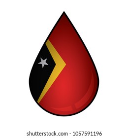 The east timor flag painted on 3D water drop