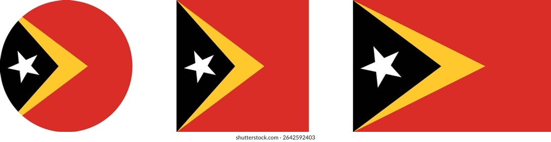 
East Timor flag PNG vector. East Timor square and round icon isolated on transparent PNG background. East Timor flag icon.