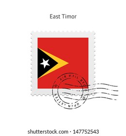 East Timor Flag Postage Stamp on white background. Vector illustration.
