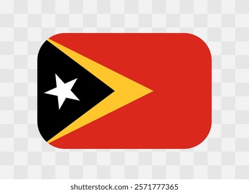 East Timor flag - rounded rectangle colorful flag representing a country cultural identity and heritage. The essence of national pride and unity. Vector flag on transparent background.