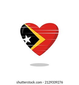 Ilustración de amor con forma de bandera de timor oriental. Icono de amor de bandera flotante. Concepto de nacionalidad.
