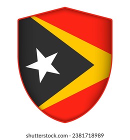 East Timor flag in shield shape. Vector illustration.
