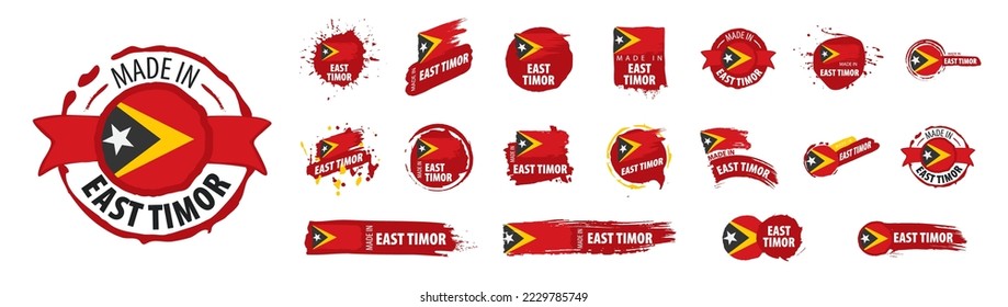 Bandera de Timor Oriental, ilustración vectorial en un fondo blanco