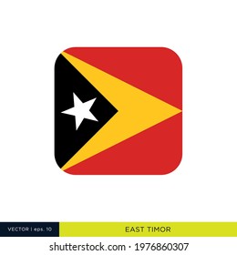 East Timor Flag Vector Stock Illustration Design Template. Rounded Square Shape.