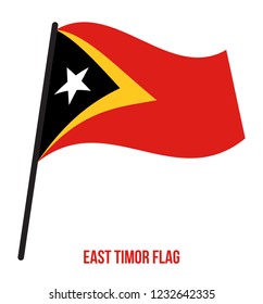 East Timor Flag Waving Vector Illustration on White Background. East Timor National Flag.