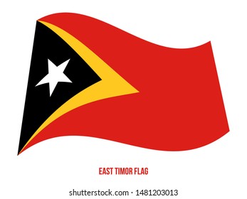 East Timor Flag Waving Vector Illustration on White Background. East Timor National Flag.