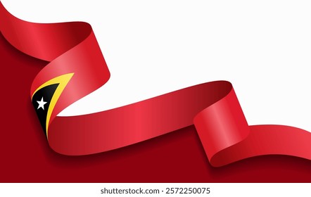 East Timor flag wavy abstract background. Vector illustration.